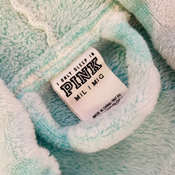 Victorias Secret PINK Womens Medium Large Polka Dot Plush Fluffy Hooded Robe - Picture 7 of 10